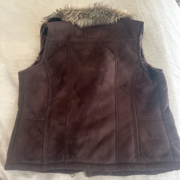 Y2K Vintage Brown Faux Fur Lined Vest - Picture 3 of 4